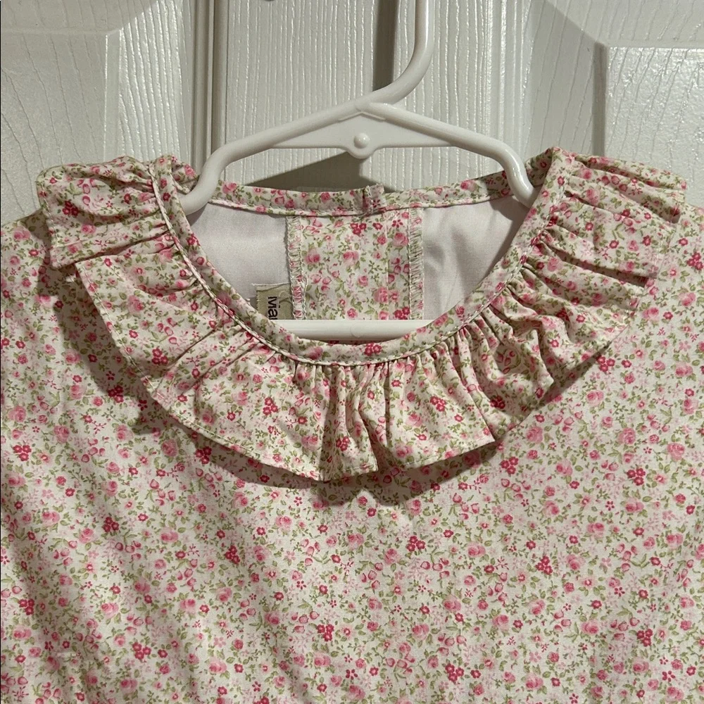 Marco & Lizzy Smocked Embroidered Pink Patterned Dress with Ruffle Collar - Picture 5 of 7